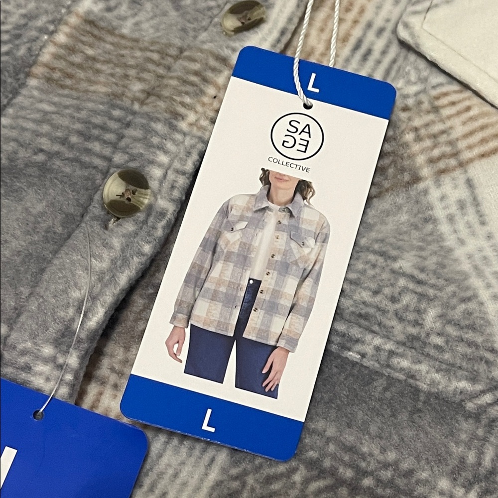 SA Collective Gray Plaid Leather Jacket